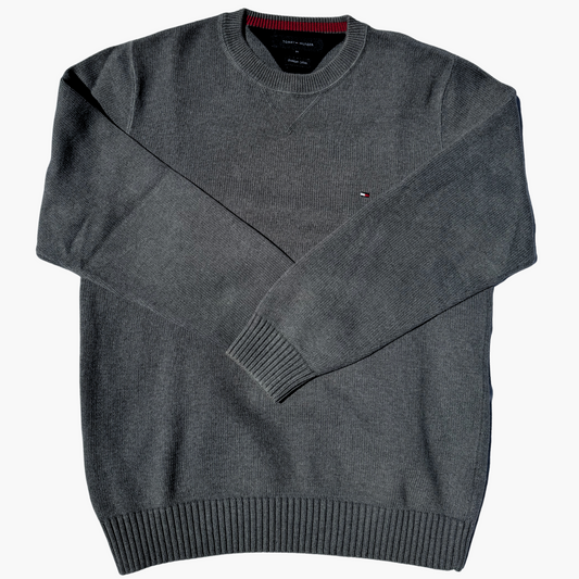 Pull gris Tommy Hilfiger coton premium - taille M