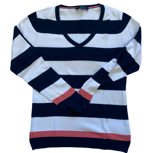 Pull col V Tommy Hilfiger en coton - taille M